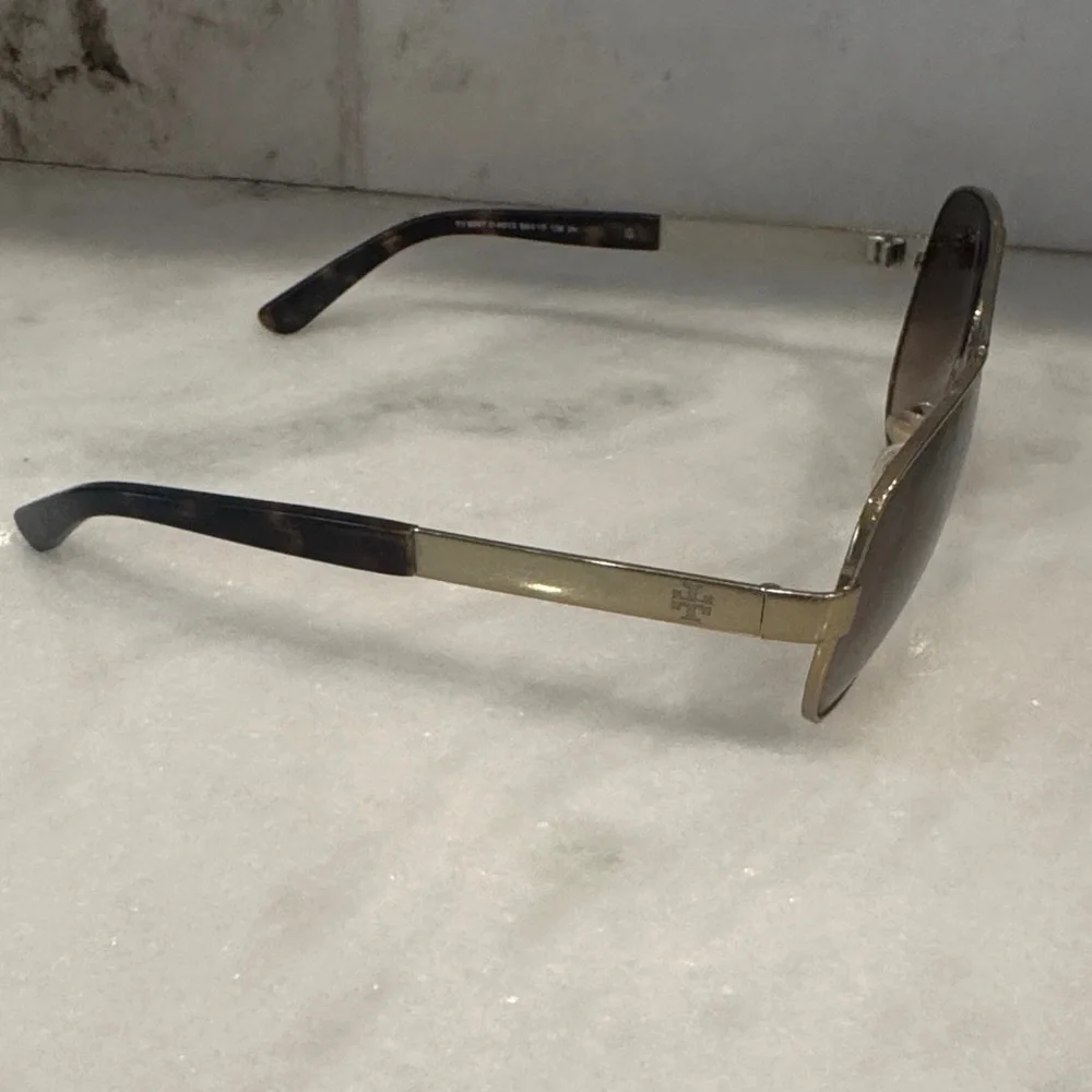 Tory Burch Aviator Sunglasses with Brown Lenses - Picture 3 of 5